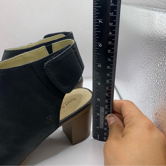 Josef Seibel Black Leather Block Heeled Ankle Boots Booties Size 38 EUR 7.5 US - Picture 4 of 10